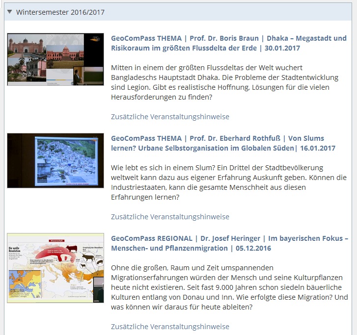 GeoComPass LIVE und GeoComPass VIDEO: Neu gestaltete GeoComPass-Mediathek ist jetzt online GeoComPass LIVE und GeoComPass VIDEO: Neu gestaltete GeoComPass-Mediathek ist jetzt online